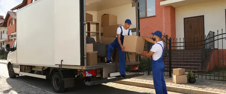 professional movers loading truck Palm Jumeirah frond road October