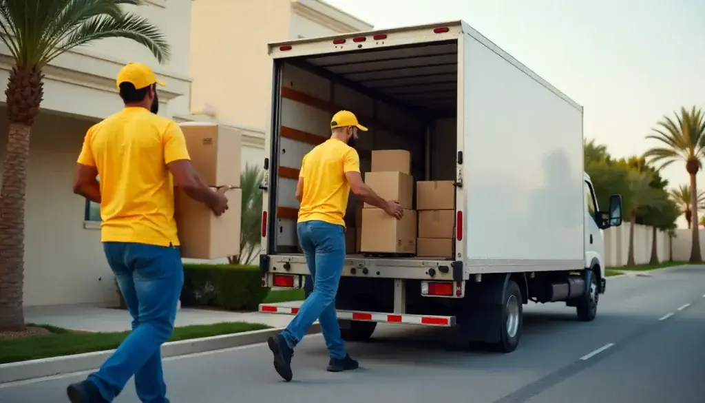 cheapest movers in Palm Jumeirah loading van frond villa Dubai